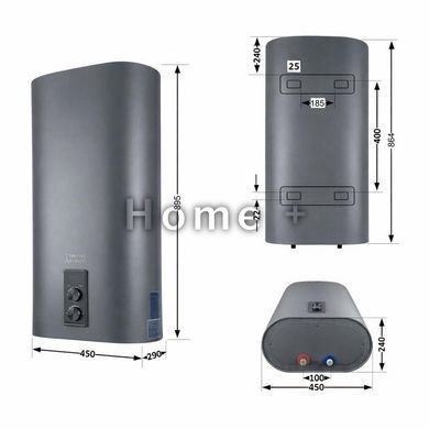 Водонагреватель электрический Thermo Alliance 50 л, Grey, плоский вертикальный, сухой ТЭН 2 кВт (0,8+1,2) DT50V20GPDD2G SD00055141 фото