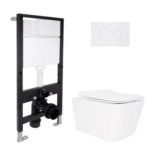 Готове рішення Qtap для ванної кімнати: підвісний унітаз Crow Rimless 520x360x290 + комплект інсталяції Standard (кругла кнопка SD00057746 фото