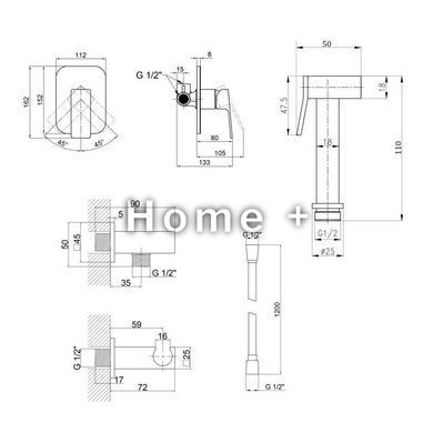 Комплект для душу Qtap Namesti Chrome: Змішувач для душу QTNAM6025102NC + Шланг QTHADPVC120C + Лійка SD00053674 фото
