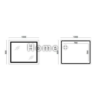 Зеркало Lidz Kubis 1000х800 с LED-подсветкой Touch, с антизапотеванием, с диммером, рег. яркости SD00052335 фото