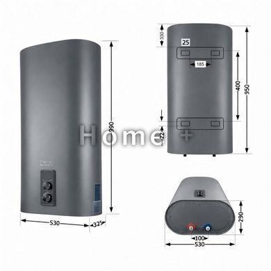 Водонагреватель электрический Thermo Alliance 80 л, Grey, плоский вертикальный, сухой ТЭН 2 кВт (0,8+1,2) DT80V20GPDD2G SD00055142 фото