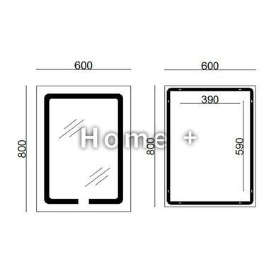 Дзеркало Lidz Kubis 600х800 з LED-підсвіткою Touch, з антизапотіванням, з диммером, регіт. яскравості LD78LF9376080 SD00052336 фото