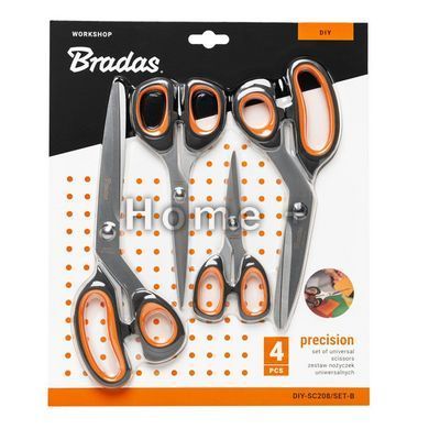 Набір ножиць універсальних PRECISION, 4 шт, HOME & GARAGE, DIY-SC208/SET-B DIY-SC208/SET-B фото