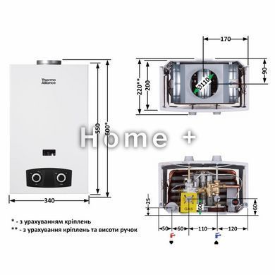 Колонка газовая дымоходная Thermo Alliance JSD20-10YD PIEZO 10 л SD00055175 фото