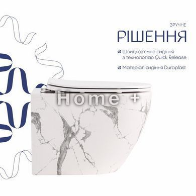 Унітаз підвісний Qtap Robin Ultra Quiet 520&times;365&times;340&nbsp;мм, Marble, із сидінням Slim Duroplast/Soft-close/Quick Release SD00055122 фото