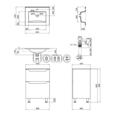 Комплект Qtap Scorpio 605х825х460 White підлогова тумба + раковина врізна QT1471TNВ6013060CW SD00045088 фото