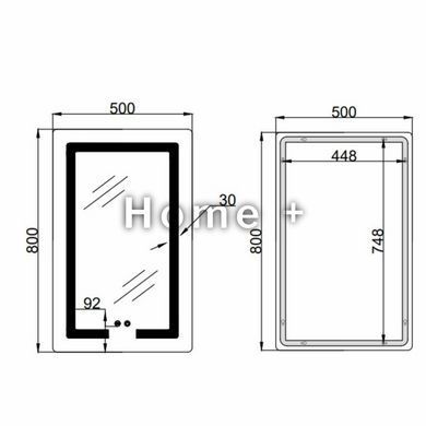 Зеркало Lidz Kubis (KU2) 500х800 с LED-подсветкой Touch, с антизапотеванием, с диммером, рег. яркости LD78LF936508048448 SD00054572 фото