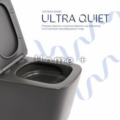 Унитаз подвесной Qtap Tern Ultra Quiet 520&times;345&times;325&nbsp;мм, Anthracite, с сиденьем Slim Duroplast / Soft-close / Quick Release SD00055123 фото