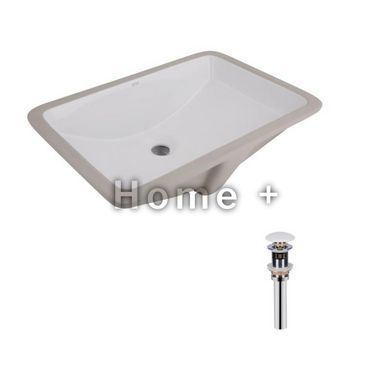 Комплект Qtap Stork: Раковина врізна прямокутна 530x370x200 мм White + Донний клапан PU02O SD00053417 фото