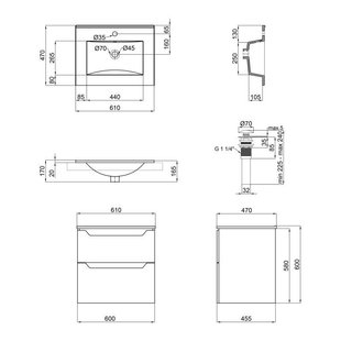 Комплект Qtap Scorpio 605х585х460 White тумба підвісна + раковина врізна QT1472TPB6013060CW SD00045090 фото