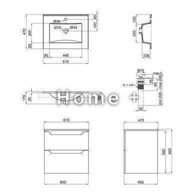 Комплект Qtap Scorpio 605х585х460 White тумба підвісна + раковина врізна QT1472TPB6013060CW SD00045090 фото