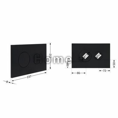 Клавіша змиву Qtap Standard 152x236x28&nbsp;мм, Matt Black, кругла QTSTD164BLM49470 SD00055594 фото