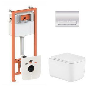 Готовое решение Qtap для ванной комнаты: подвесной унитаз Gemini Ultra Quiet 485&times;340&times;350 + комплект инсталляции Nest 4 в 1 SD00056009 фото