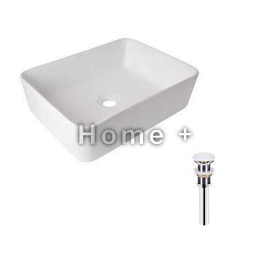 Комплект Qtap Tern: Раковина накладна прямокутна 475х370х140 мм White + Донний клапан PU02 SD00053425 фото