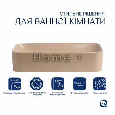Раковина накладная Qtap Tern 610x350x135 мм, Beige, прямоугольная, с донным клапаном QTTER188SB49790 SD00055914 фото