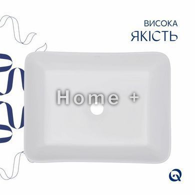 Комплект Qtap Tern: Раковина накладна прямокутна 475х370х140 мм White + Донний клапан PU02 SD00053425 фото