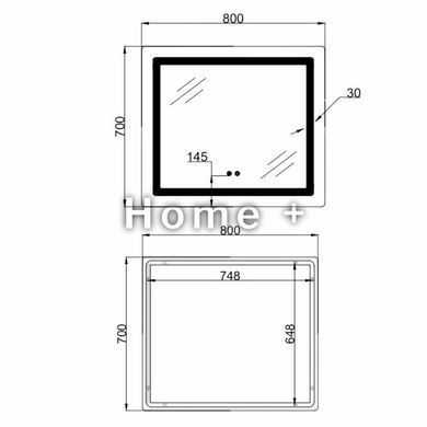 Дзеркало Lidz Kubis (KU2) 700х800 з LED-підсвіткою Touch, з антизапотіванням, з димером, рег. яскравості LD78LF9048070 SD00054571 фото