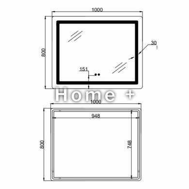 Зеркало Lidz Kubis (KU2) 1000х800 с LED-подсветкой Touch, с антизапотеванием, с диммером, рег. яркости LD78LF6141008048450 SD00054574 фото