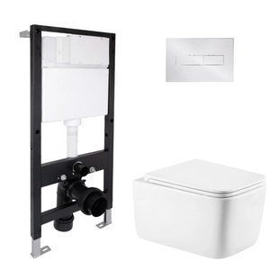Готовое решение Qtap для ванной комнаты: подвесной унитаз Gemini Ultra Quiet 520x360x350 + комплект инсталляции Standard (линейная SD00057790 фото