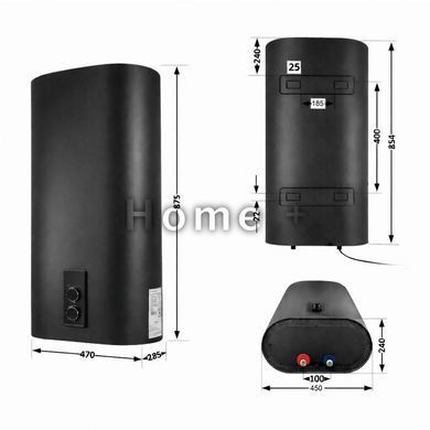 Водонагрівач Thermo Alliance 50 л Black, вертикальний плоский, мокрий ТЕН 2 кВт (0,8+1,2) DT50V20G(PD)/2В SD00054752 фото