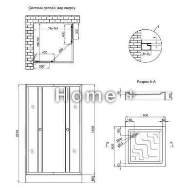 Набор Lidz душевая кабина Wawel SC80x80.SAT.LOW.GR, стекло тонированное 4 мм + поддон Mazur SD00048615 фото