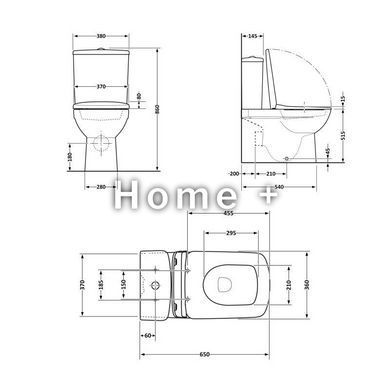 Унітаз-компакт Qtap Crow безобідковий із сидінням Soft-close QT05222170W SD00036221 фото