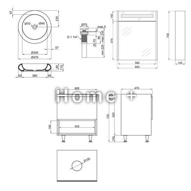 Комплект мебели для ванной Qtap Robin тумба + раковина + зеркальный шкаф QT044RO42975