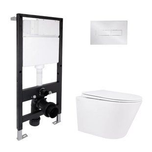 Готовое решение Qtap для ванной комнаты: подвесной унитаз Swan Rimless 520x360x320 + комплект инсталляции Standard (линейная SD00057760 фото