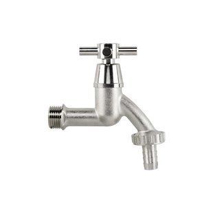 Кран вентильный РЗ 1/2", штуцер под шланг 3/4", латунь/никель, CROSS HANDL, GKK0T123413 2429321708 фото