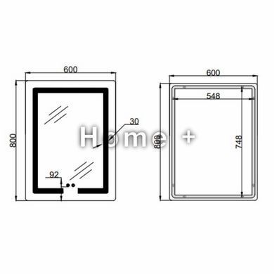 Зеркало Lidz Kubis (KU2) 600х800 с LED-подсветкой Touch, с антизапотеванием, с диммером, рег. яркости LD78LF937608048449 SD00054573 фото