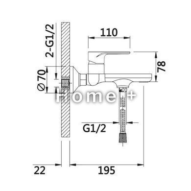 Смеситель для ванны Qtap Jay (c душевым гарнитуром) QTJAY259CRM45541 Chrome SD00051665 фото