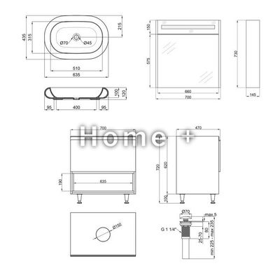 Комплект меблів для ванної Qtap Robin тумба + раковина + дзеркальна шафа QT044RO42976
