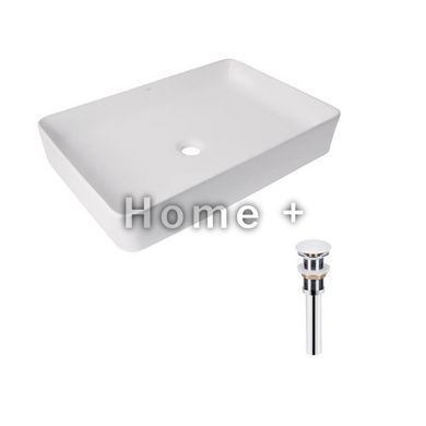 Комплект Qtap Tern: Раковина накладная прямоугольная 600x405x110 мм WHITE + Донный клапан PU02 SD00053427 фото