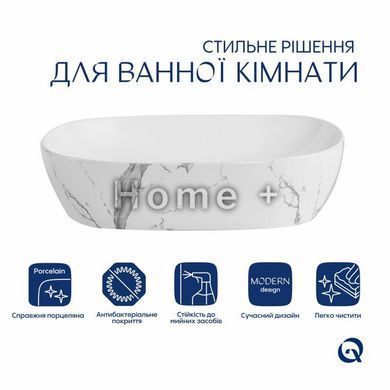 Раковина накладна Qtap Aquarius 470x380x120 мм, Marble, прямокутна, з донним клапаном QTAQA188MR49782 SD00055906 фото