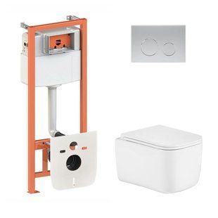 Готовое решение Qtap для ванной комнаты: подвесной унитаз Gemini Ultra Quiet 485&times;340&times;350 + комплект инсталляции Nest 4 в 1 SD00056002 фото