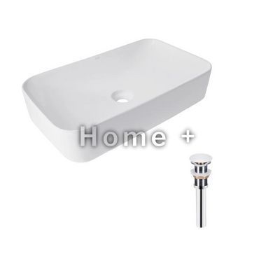 Комплект Qtap Tern: Раковина накладная прямоугольная 605x350x140 мм WHITE + Донный клапан PU02 SD00053428 фото