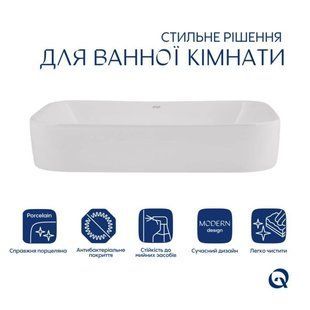 Комплект Qtap Scorpio: Раковина накладна 550x390x120 мм, White, прямокутна + Донний клапан Pop-up PU02 SD00054587 фото