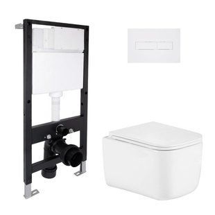 Готовое решение Qtap для ванной комнаты: подвесной унитаз Gemini Ultra Quiet 485x340x350 + комплект инсталляции Standard (линейная SD00057785 фото