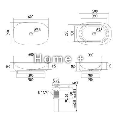 Раковина накладная Qtap Robin 600x390x150 мм, Beige, прямоугольная, с донным клапаном QTROB188SB49787 SD00055911 фото