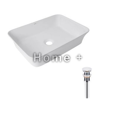Комплект Qtap Virgo: Раковина накладная прямоугольная 490х350х110 мм White + Донный клапан PU02 SD00053429 фото